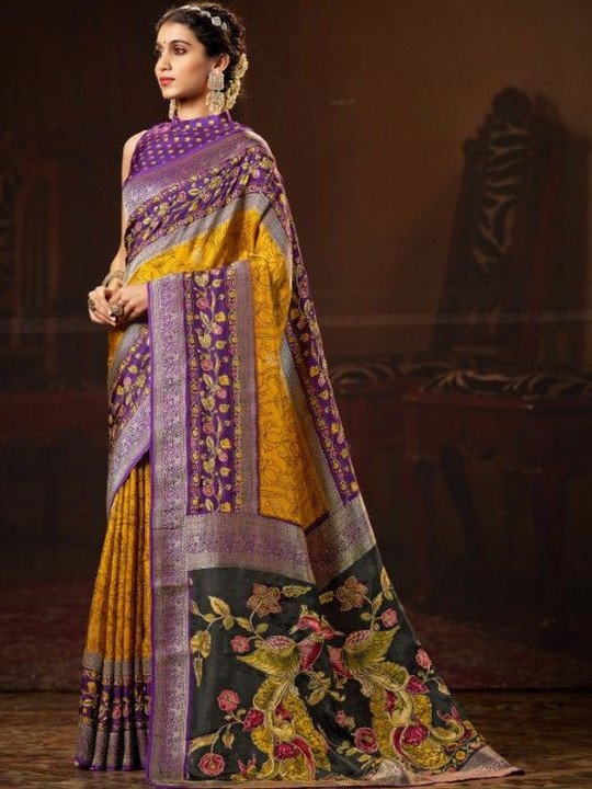 Ethnic Motifs Zari Saree