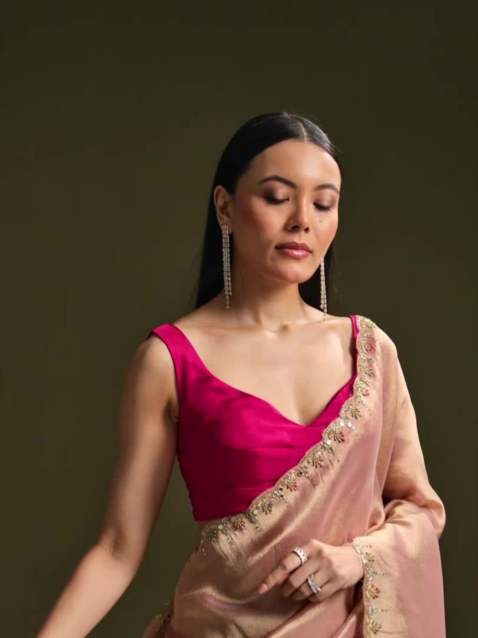 Embellished Zari Tissue Heavy Work Saree - Image 6