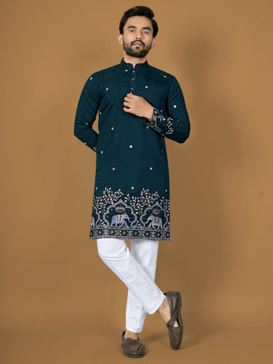 Men Mirror Work Kurta