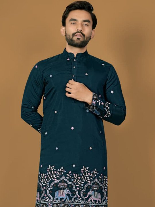 Men Mirror Work Kurta - Image 2