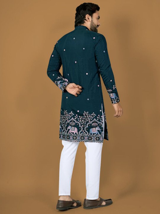 Men Mirror Work Kurta - Image 4