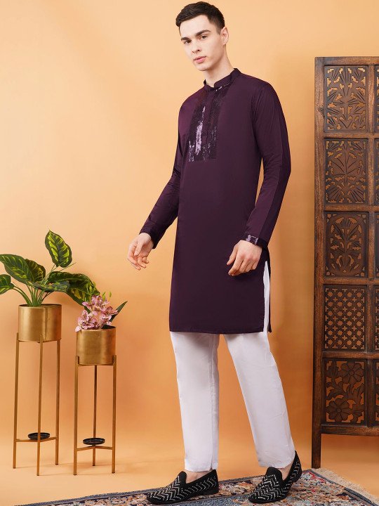Men Embellished Sequinned Kurta - Image 5