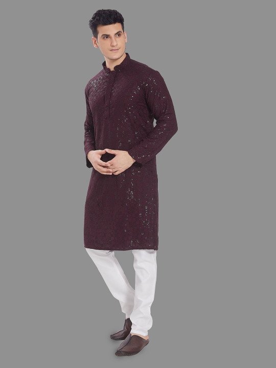 Geometric Embroidered Straight Kurta - Image 4