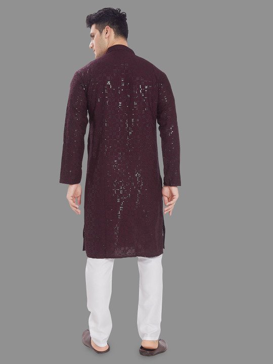 Geometric Embroidered Straight Kurta - Image 5