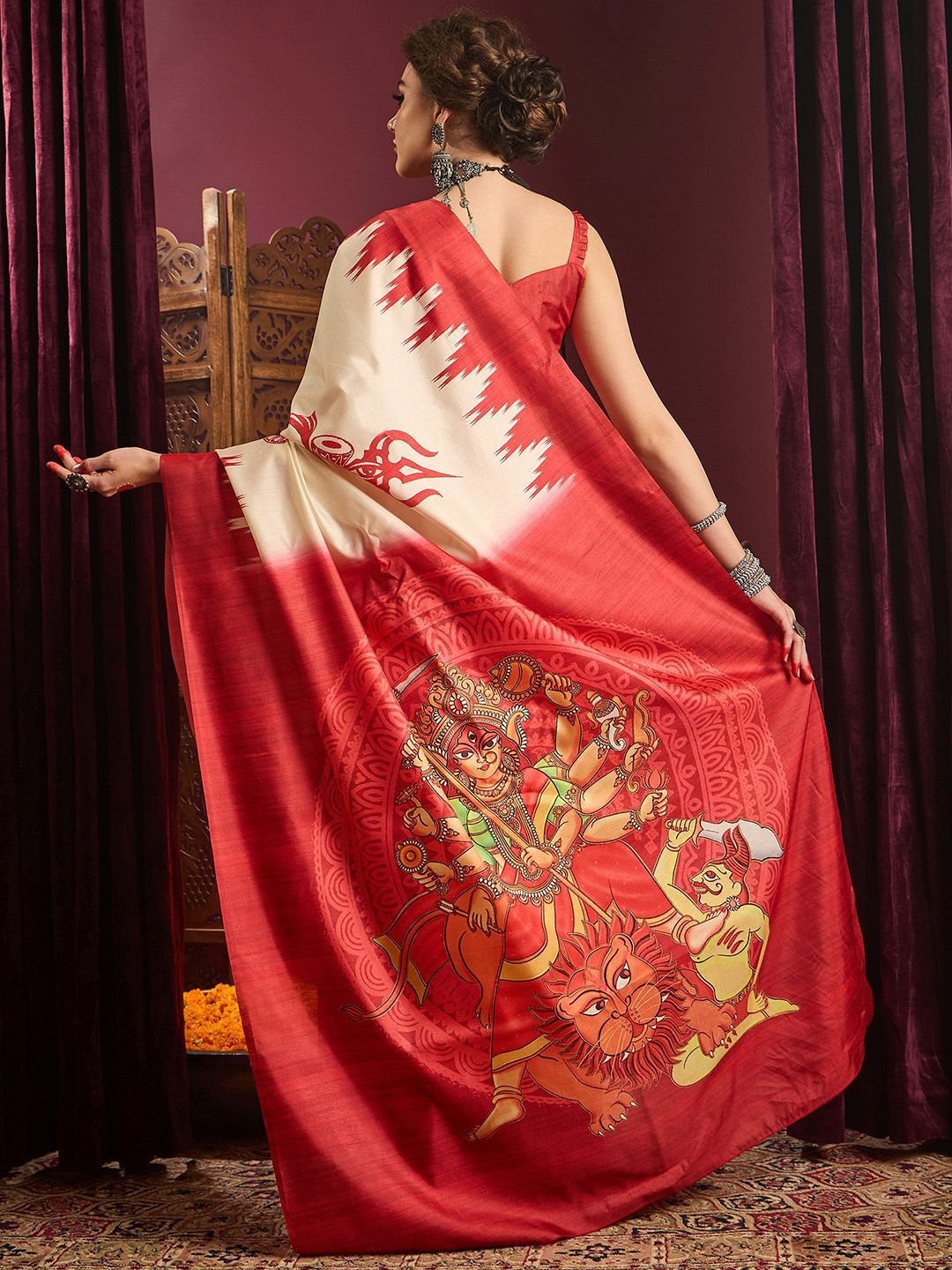 Saree mall Saree mall Ethnic Motifs Printed Saree With Blouse Piece - Image 4
