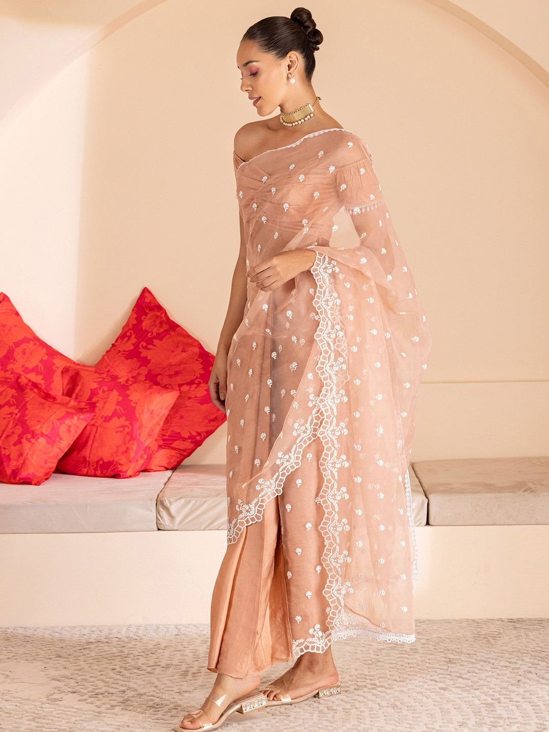 SEW Floral Embroidered Saree - Image 2