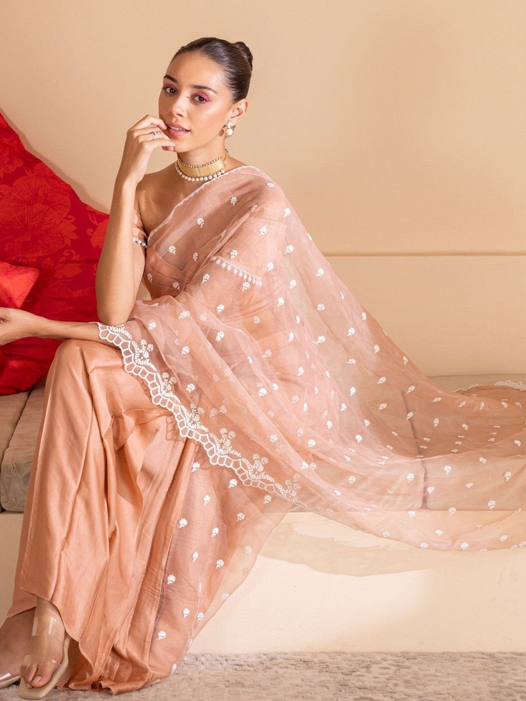 SEW Floral Embroidered Saree - Image 4