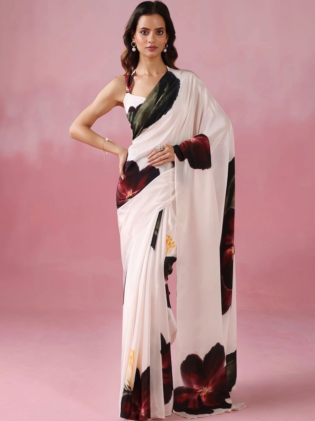 LABEL NATA Floral Pure Crepe Saree