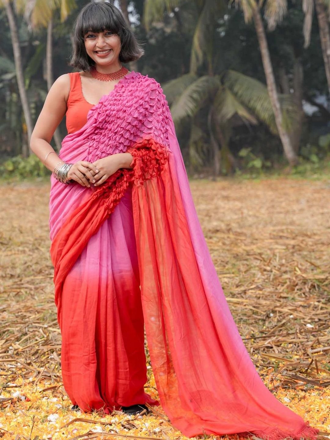 Suta Pink Mul Cotton Saree Without Blouse Piece