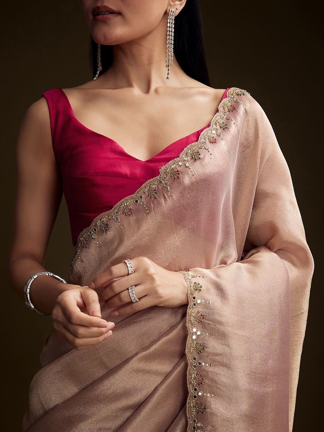 KALKI Fashion Embellished Zari Tissue Heavy Work Saree - Image 2
