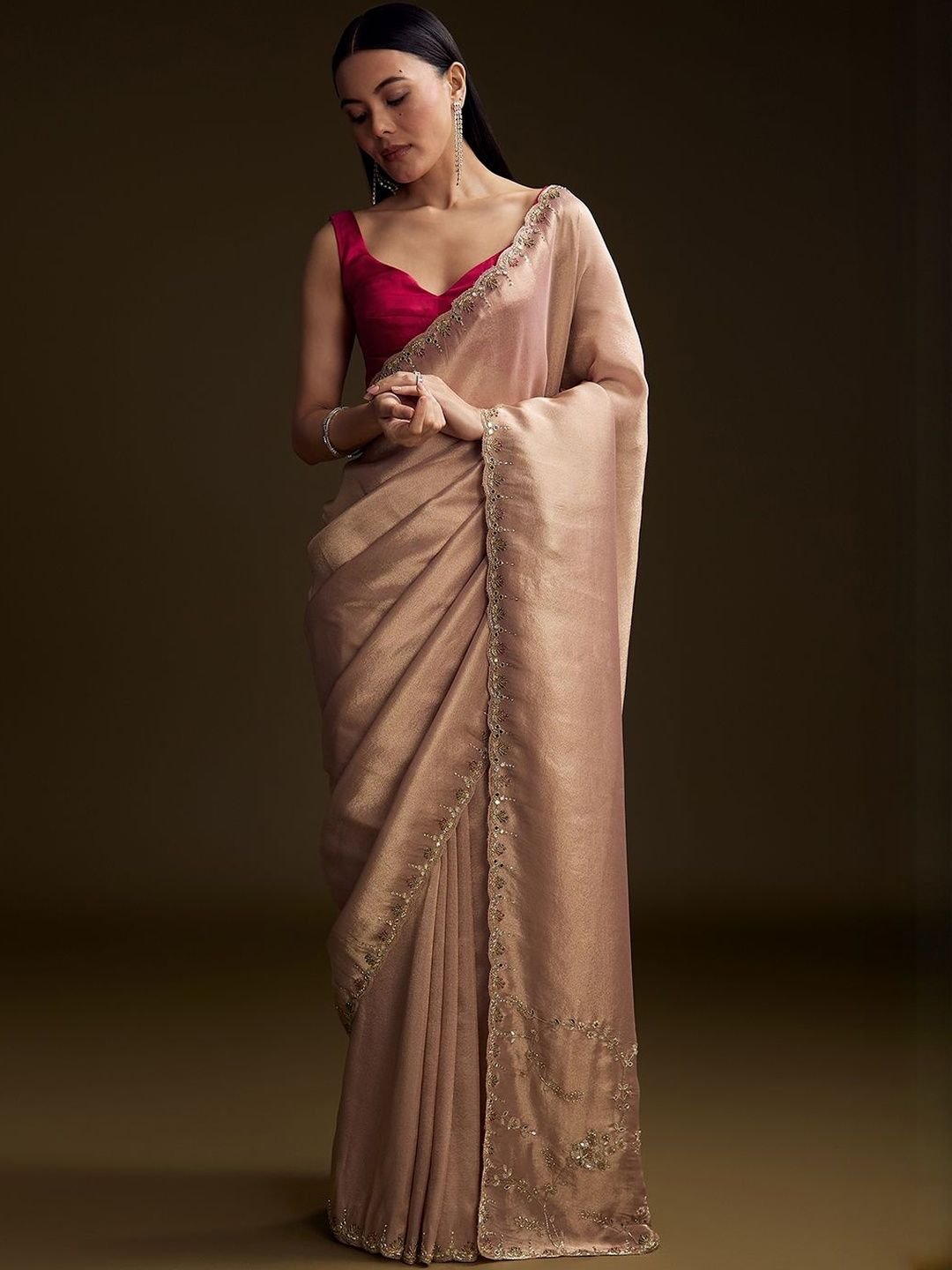KALKI Fashion Embellished Zari Tissue Heavy Work Saree - Image 3