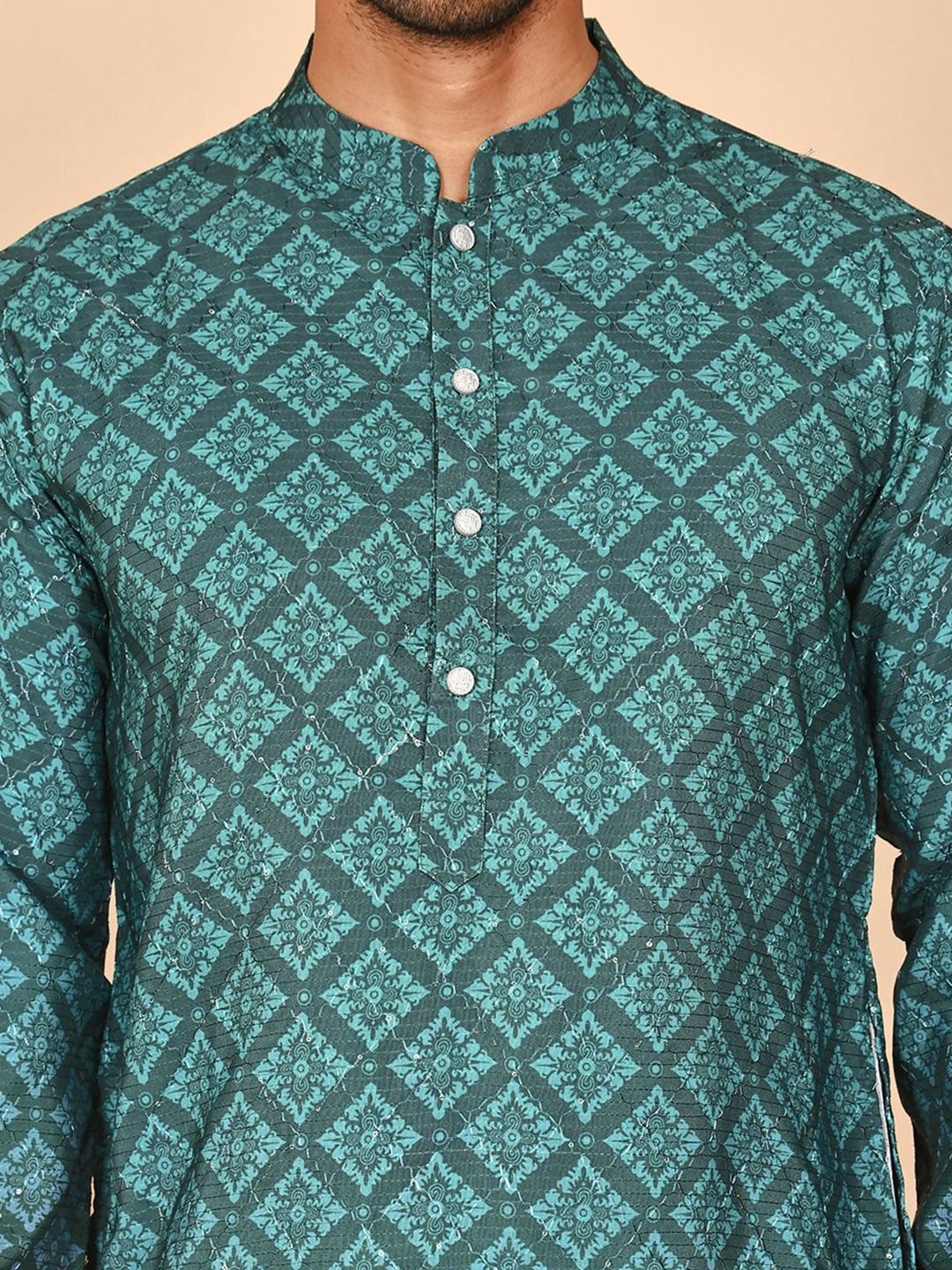 Jompers Men Ethnic Motifs Printed Ombre Chikankari Kurta - Image 2
