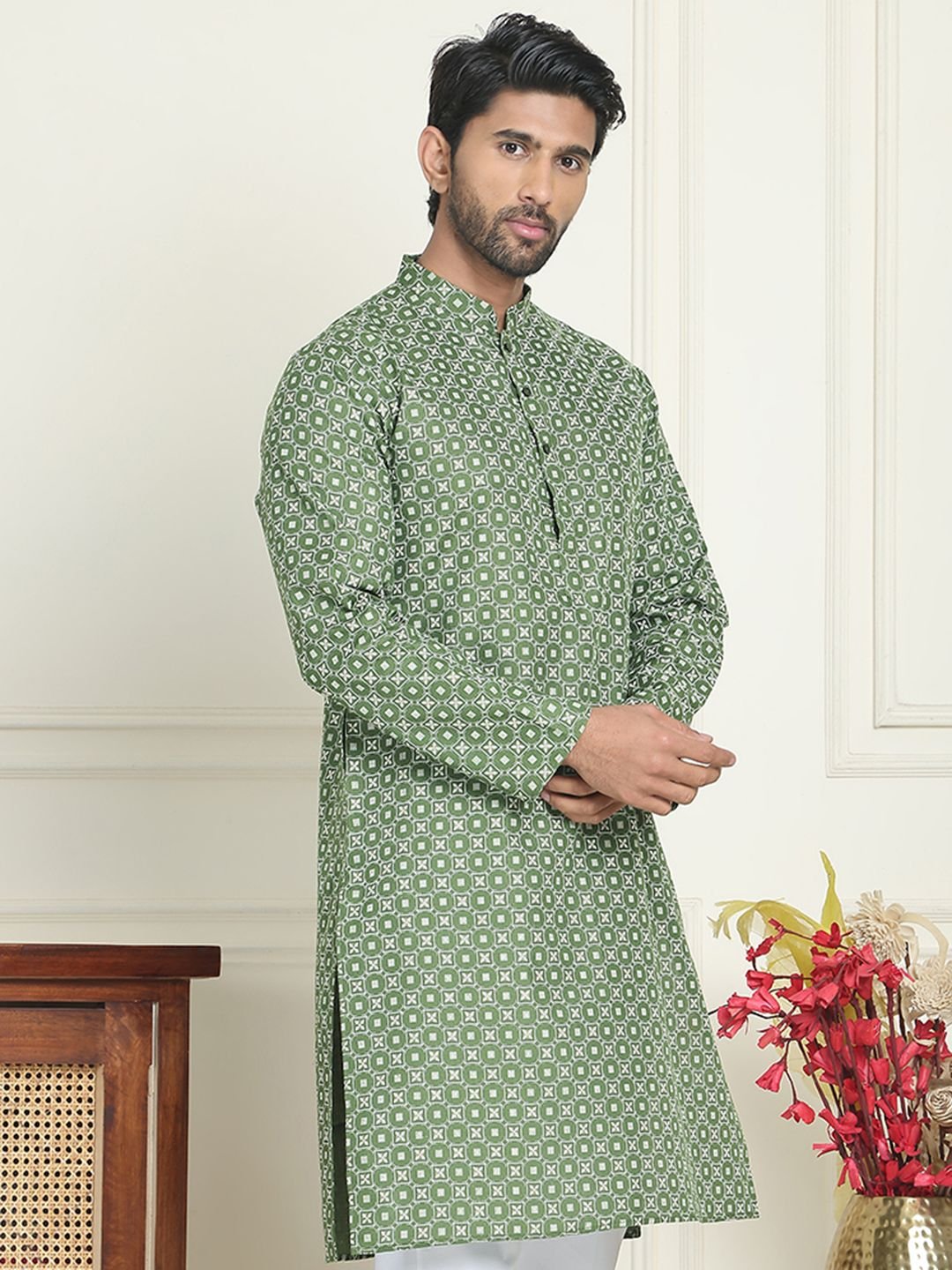 Jompers Men Geometric Printed Kurta - Image 3