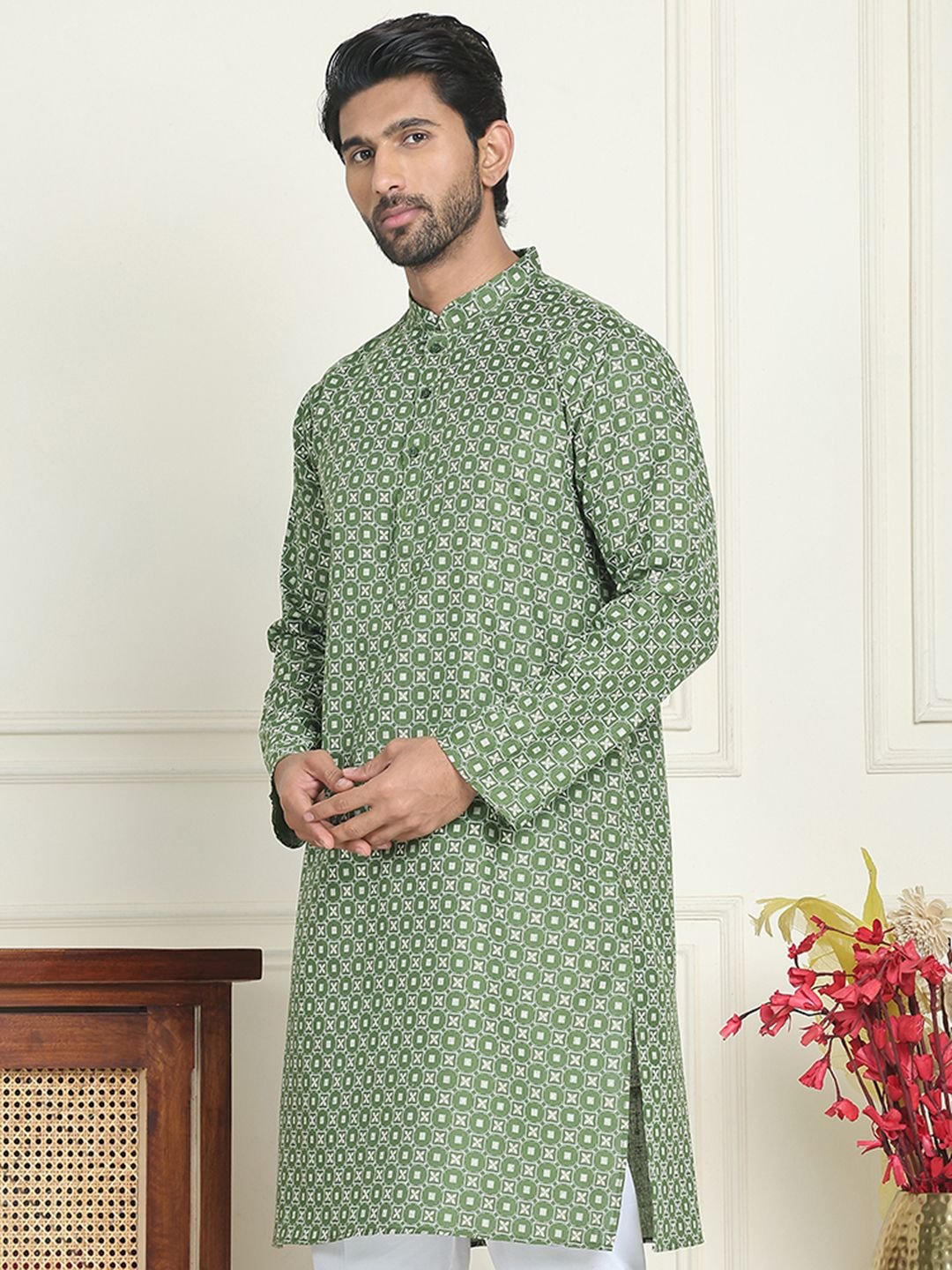 Jompers Men Geometric Printed Kurta - Image 4
