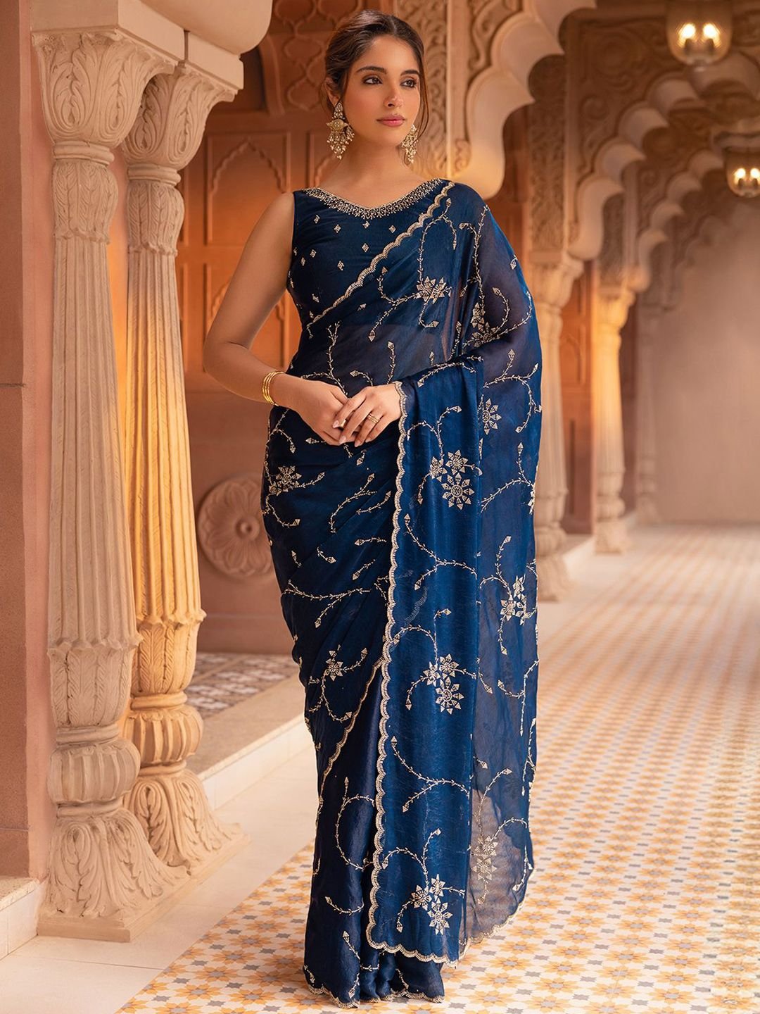 Soch Embellished Beads and Stones Organza Saree - Image 2