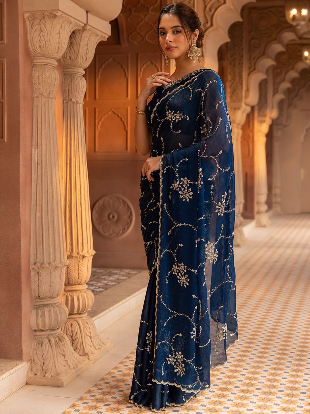 Soch Embellished Beads and Stones Organza Saree - Image 3