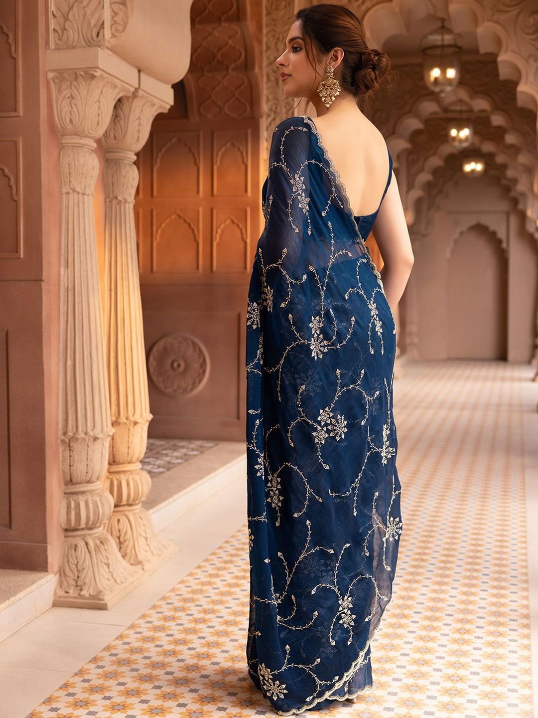 Soch Embellished Beads and Stones Organza Saree - Image 4