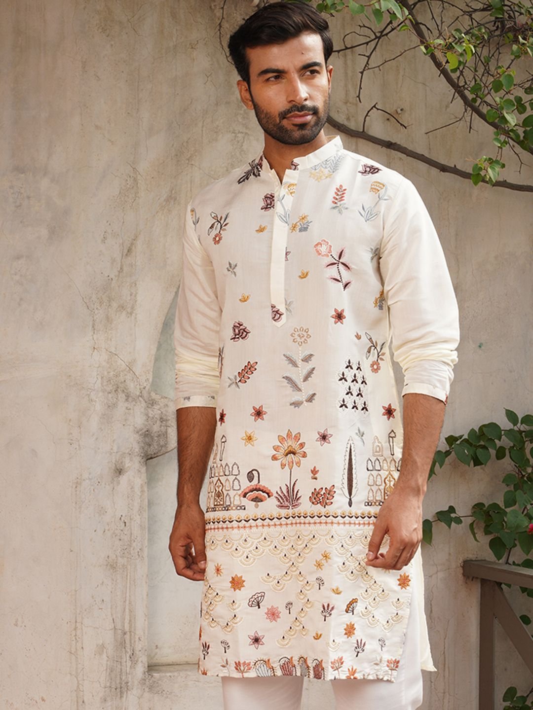 Floral Embroidered Mandarin Collar Straight Republic Day Republic Day Kurta - Image 2