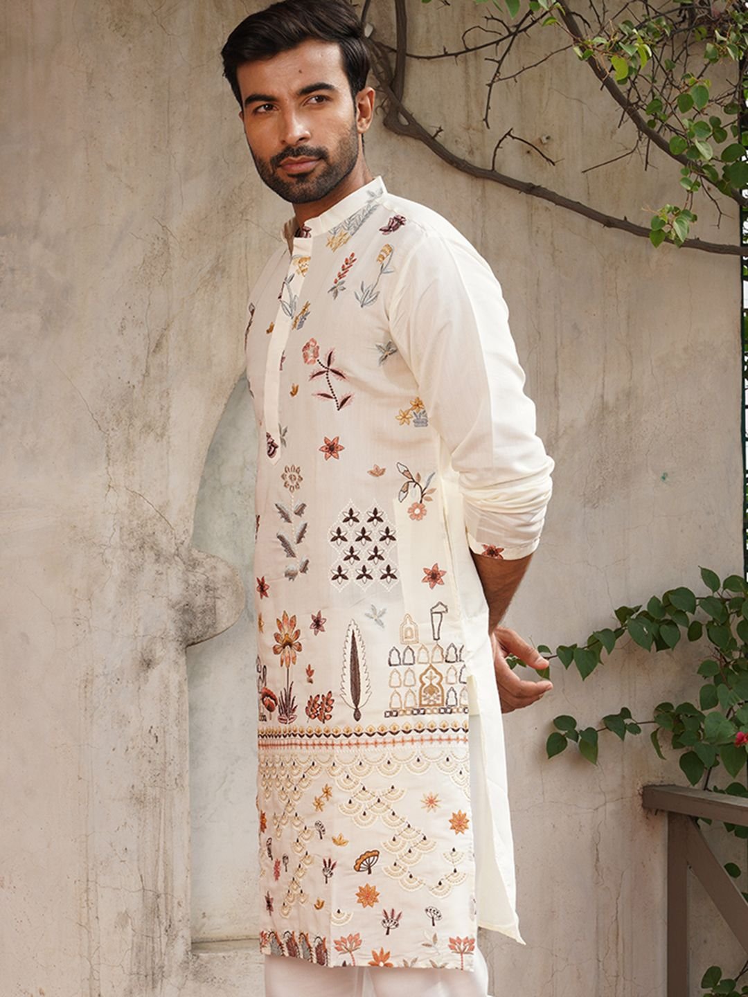Floral Embroidered Mandarin Collar Straight Republic Day Republic Day Kurta - Image 4
