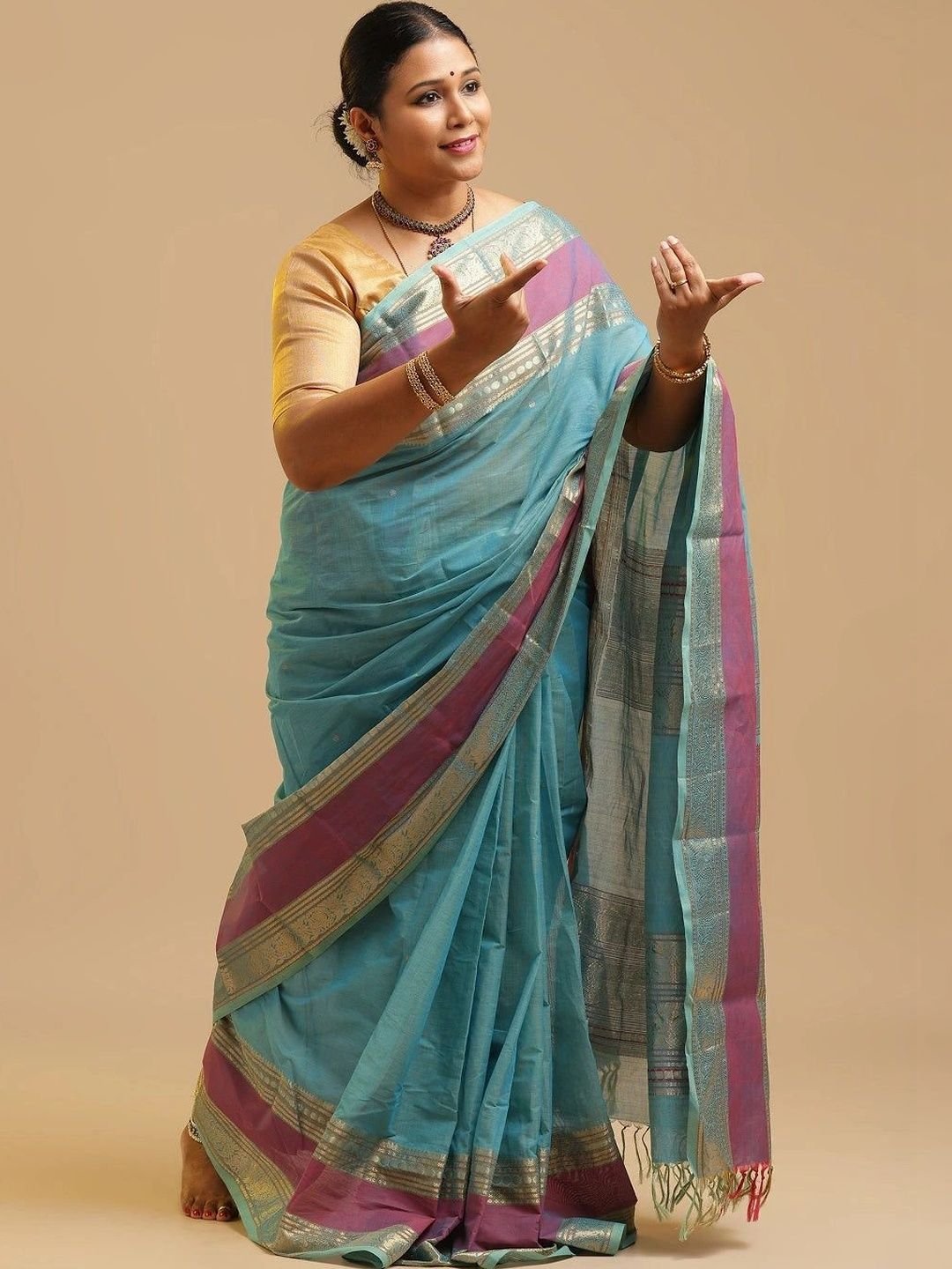 Woven Design Zari Pure Cotton Saree