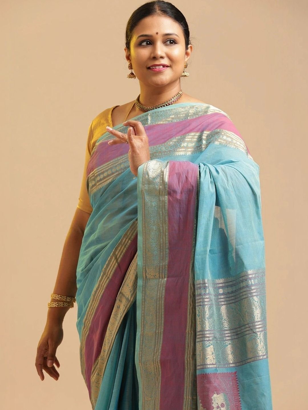Woven Design Zari Pure Cotton Saree - Image 2