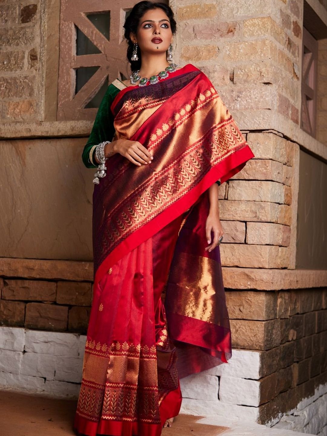 Woven Design Zari Tissue Chanderi Saree - Image 3
