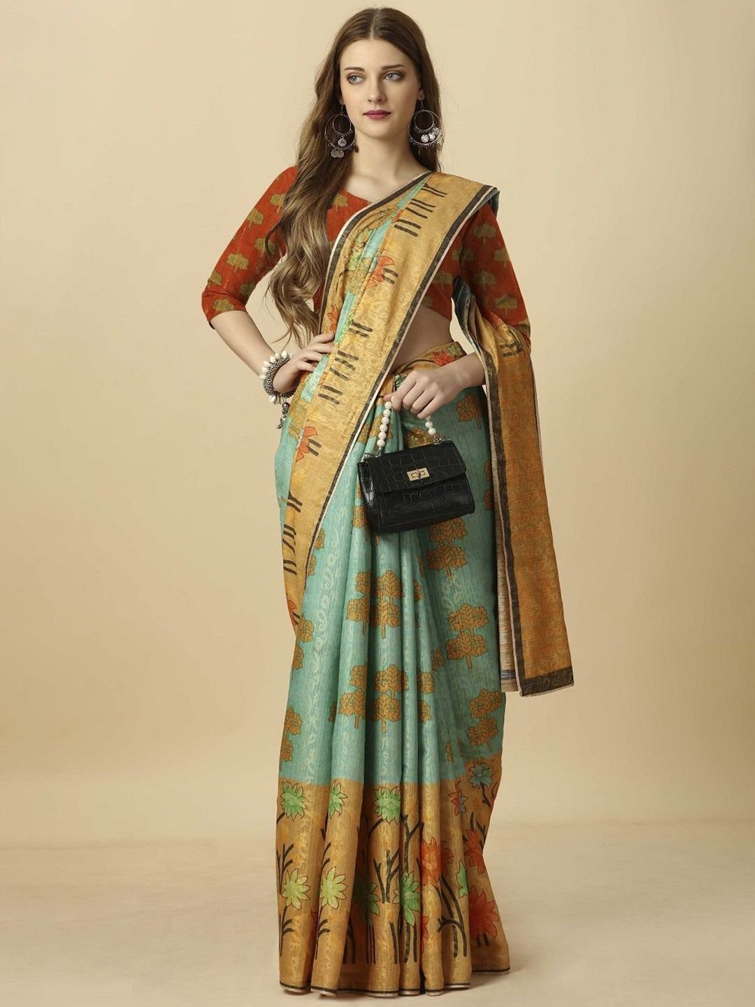 Ethnic Motifs Zari  Saree