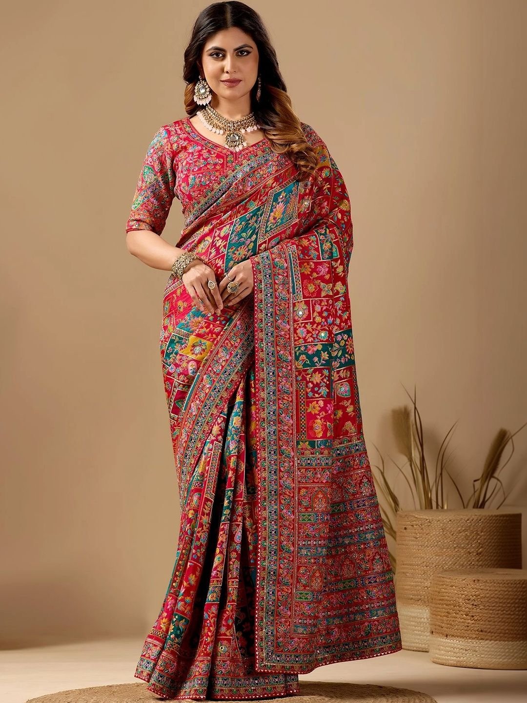 Paisley Embroidered Silk Blend Designer Banarasi Saree