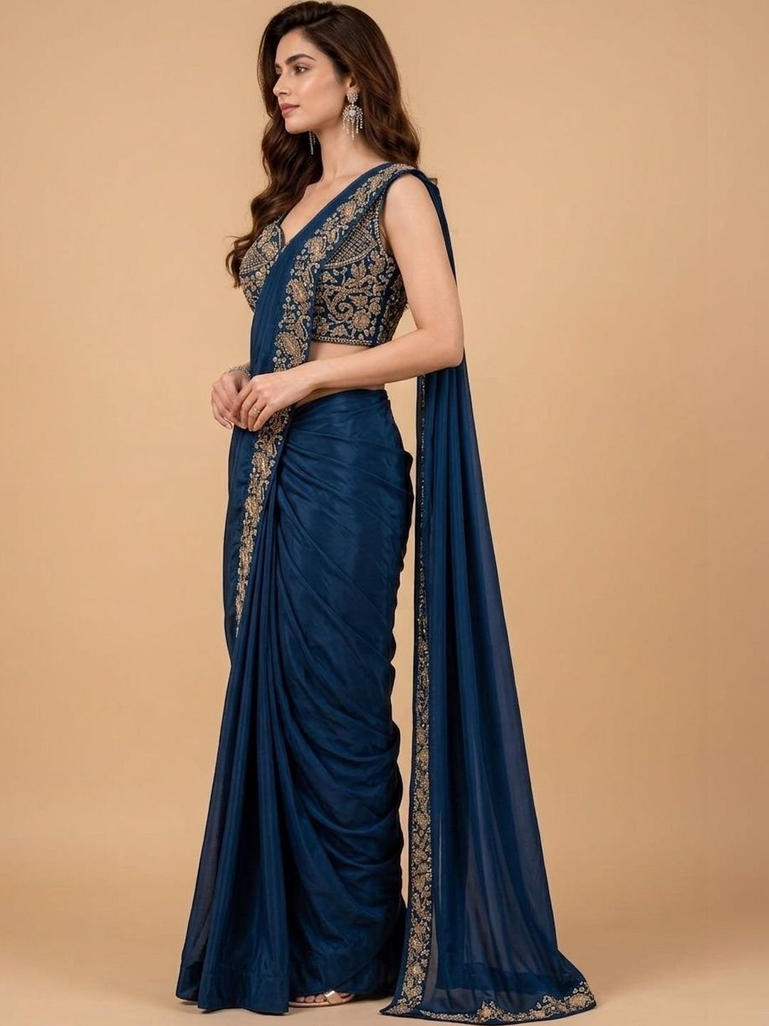 Embellished Embroidered Pure Chiffon Designer Saree - Image 2