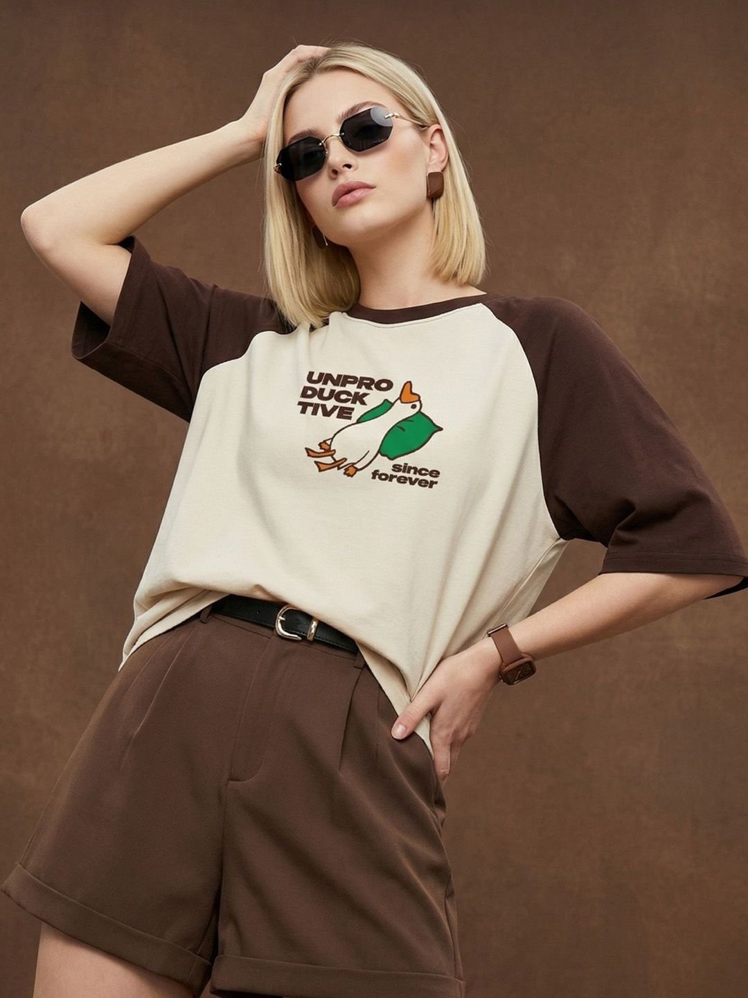 JUNEBERRY Women Typography Printed Pure Cotton T-shirt - Image 2