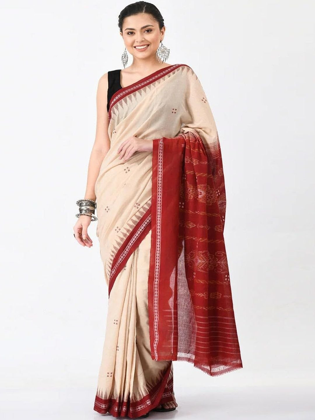 Ethnic Motifs Pure Cotton Sambalpuri Saree - Image 4