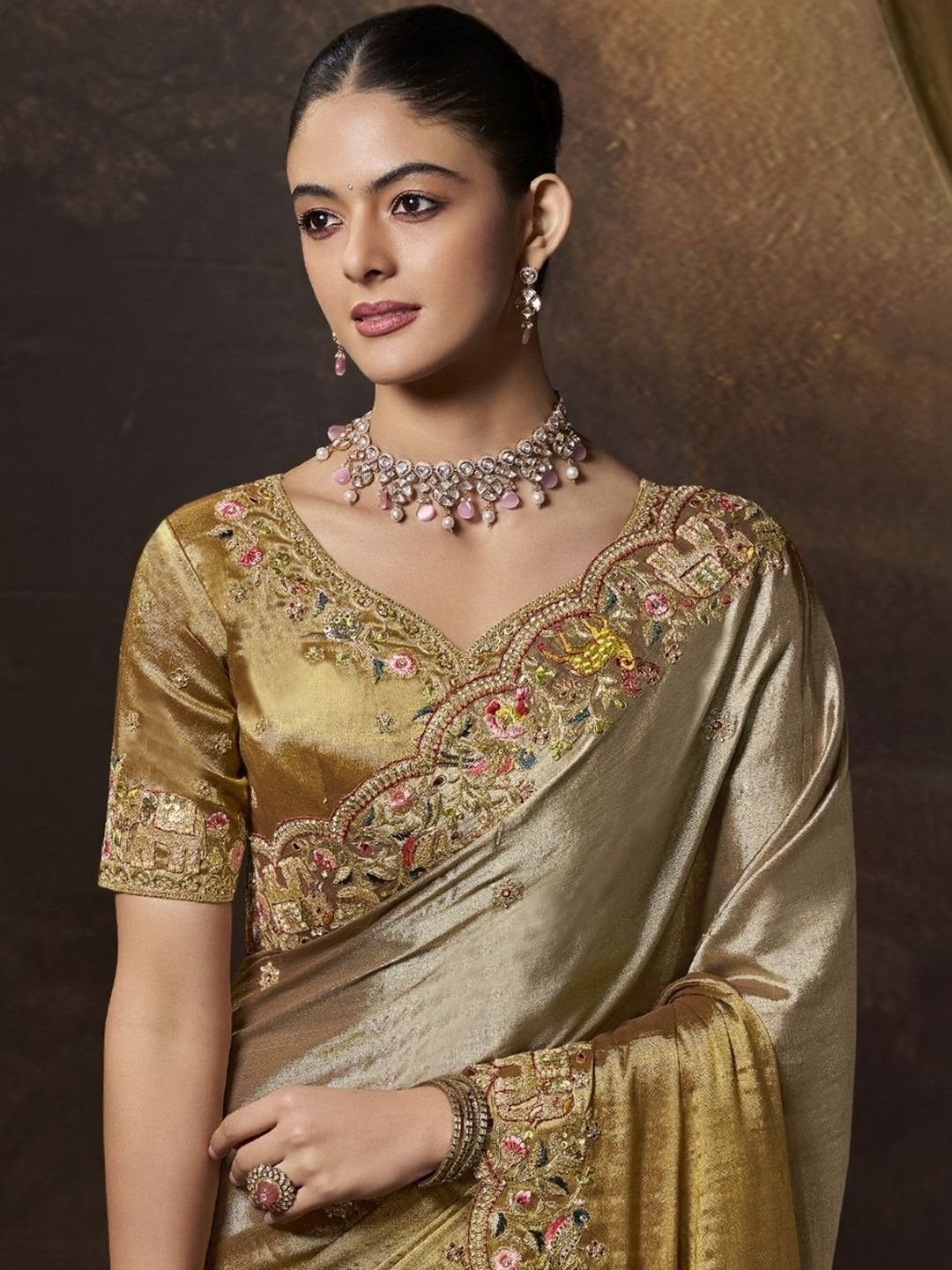 Embroidered Heavy Work Saree - Image 2