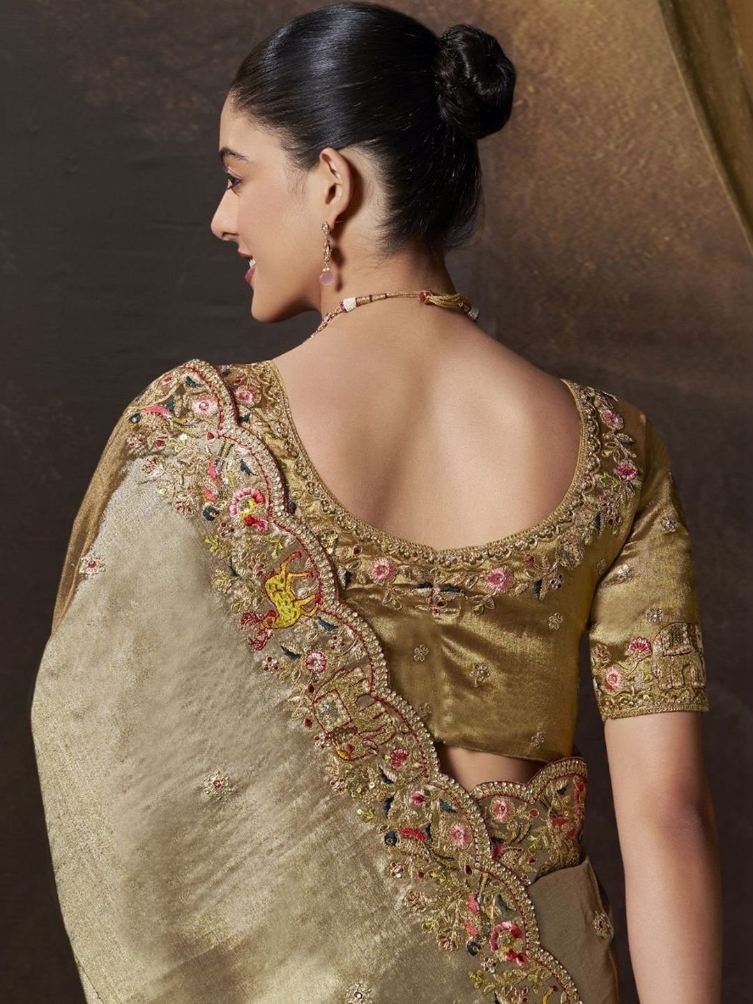 Embroidered Heavy Work Saree - Image 3