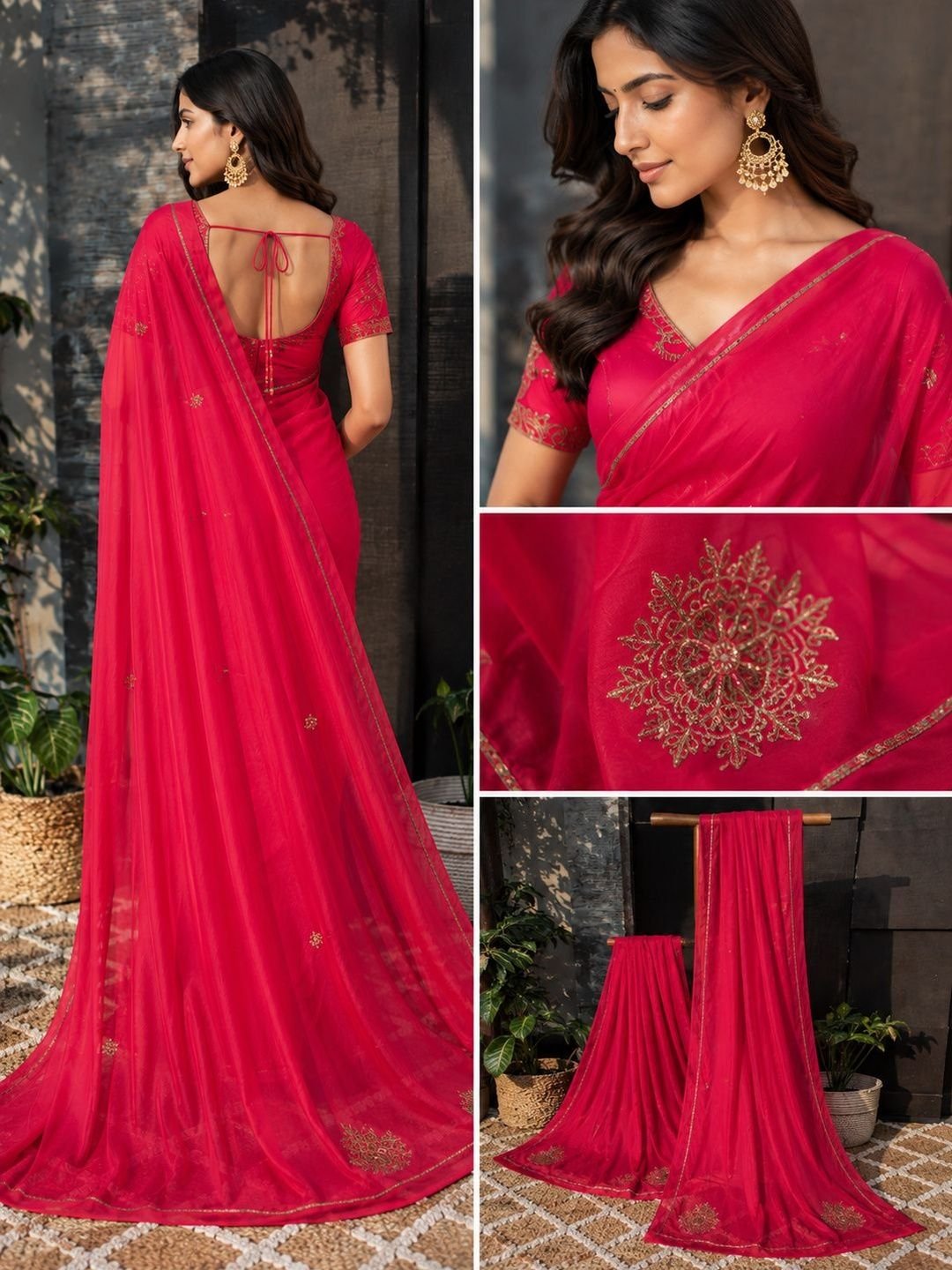 Embroidered Art Silk Saree - Image 3