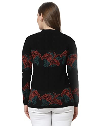 Kalt Women Sweater for Winter Woolen Acrylic Full Sleeves V Neck Floral Design Cardigan Sweater for Women - Image 2