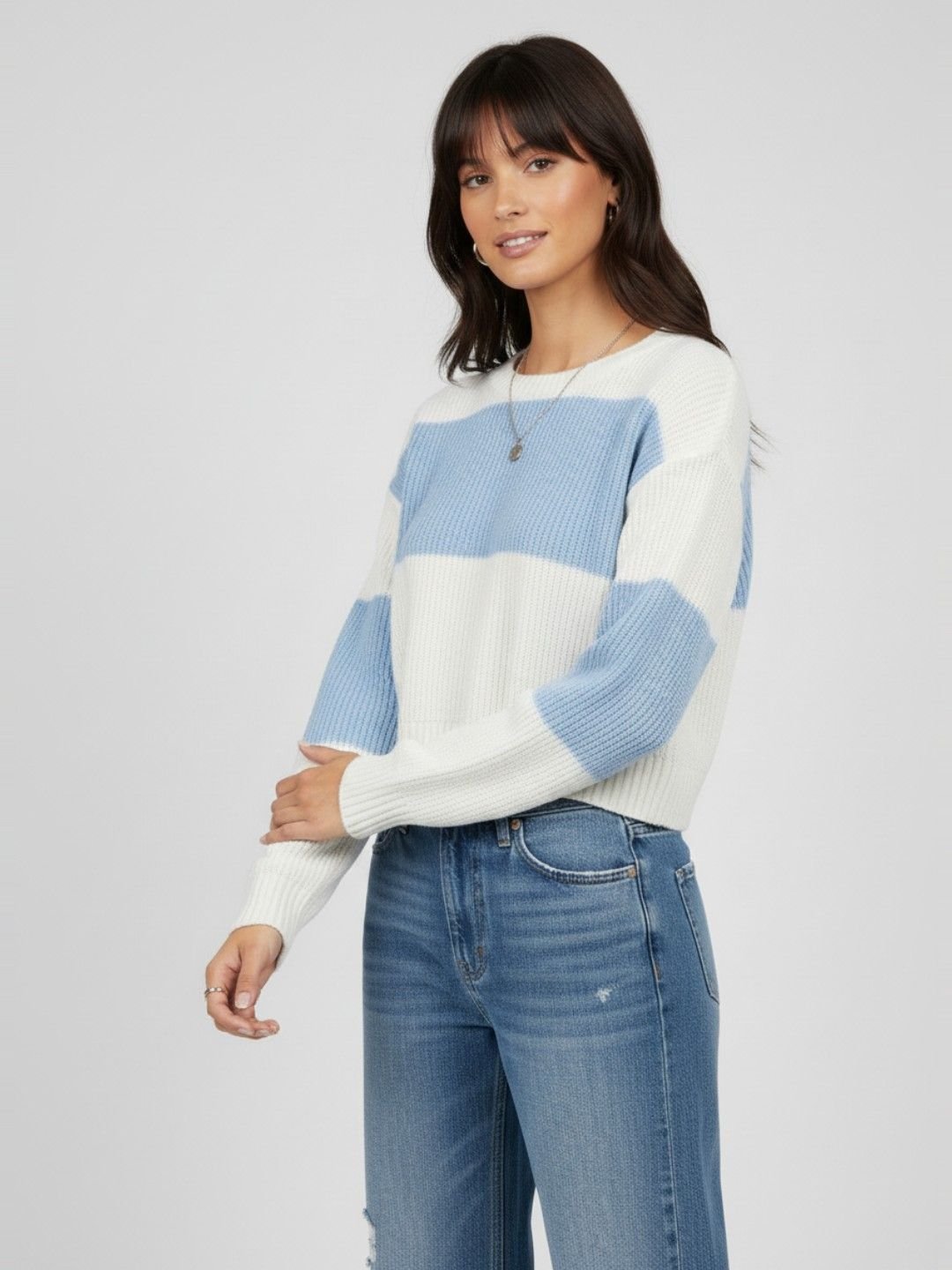 Colorblocked Oversized Crop Pullover