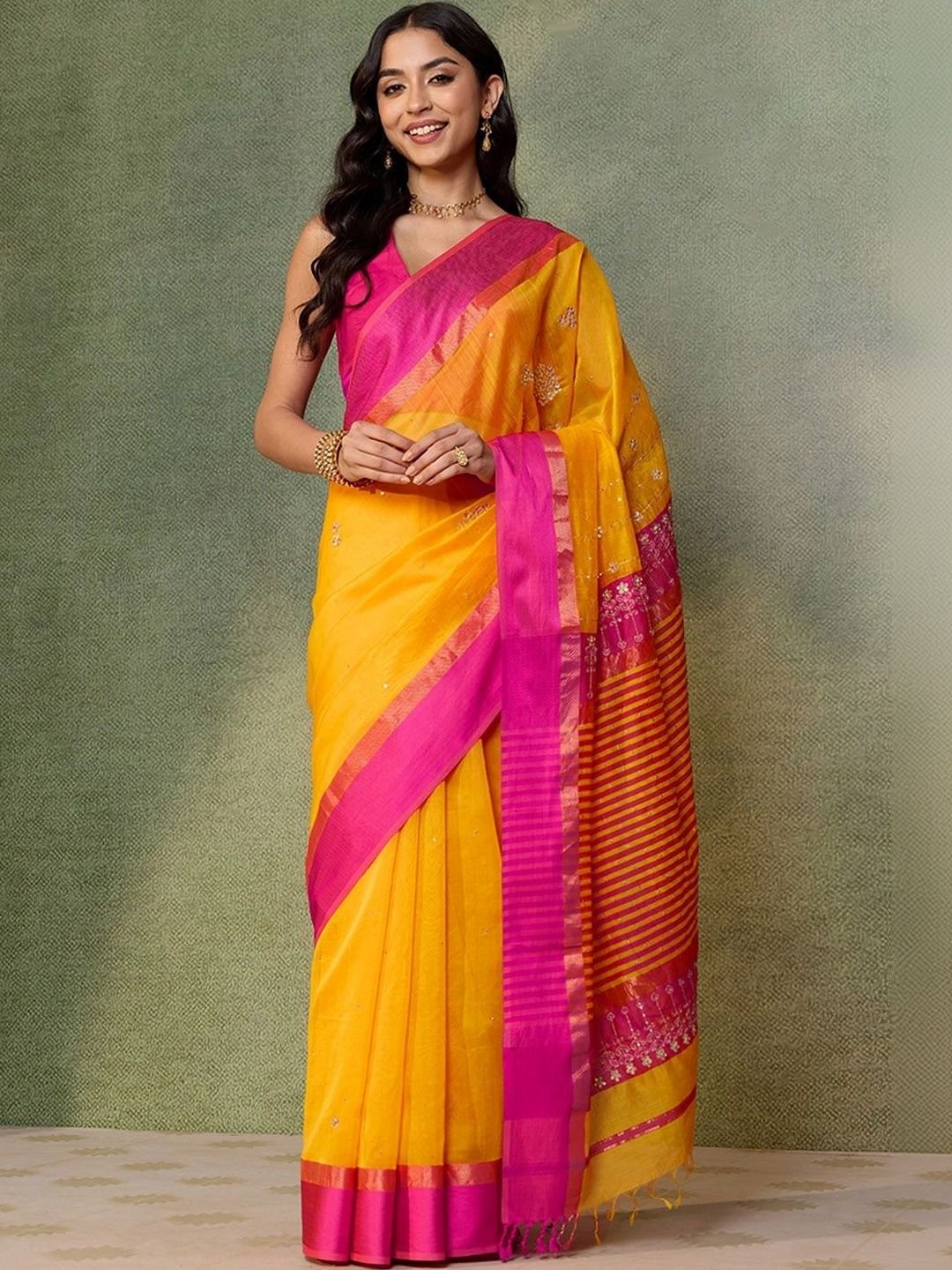 Leheriya Zari Silk Cotton Saree