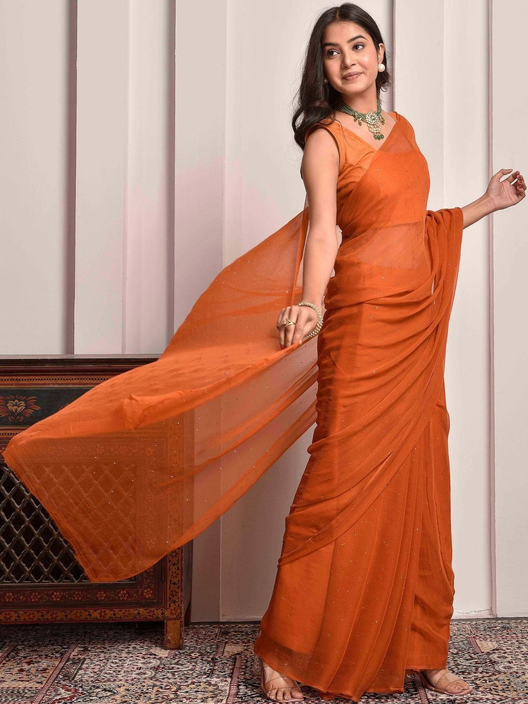 Mukaish Pure Chiffon Designer Saree