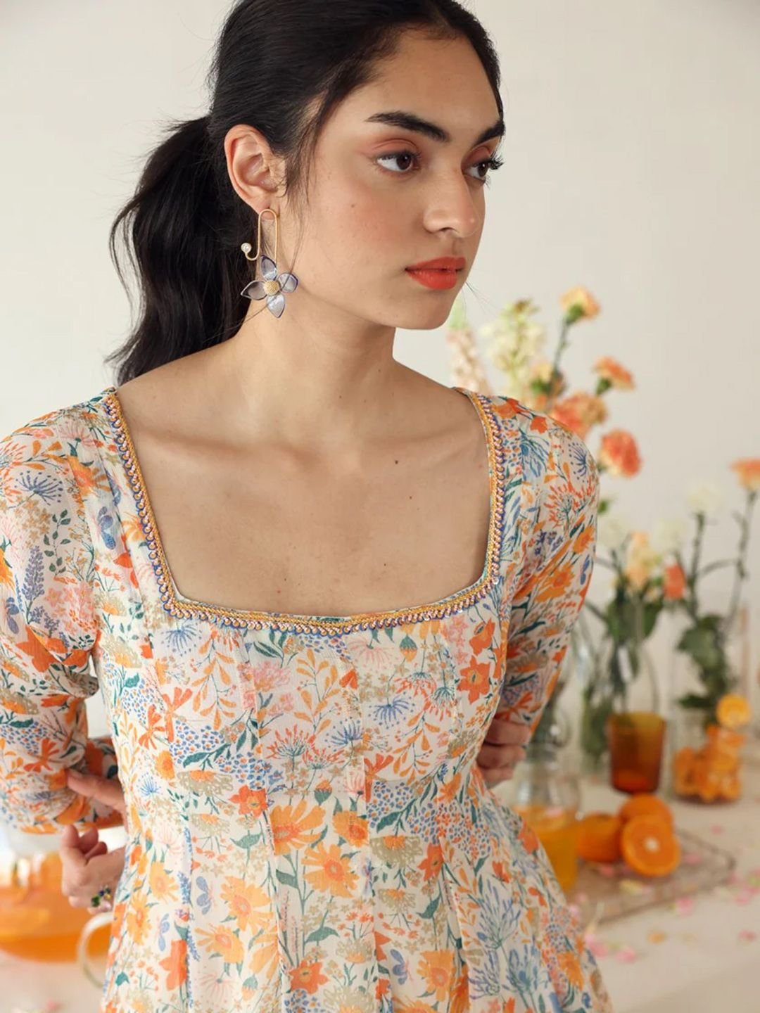 Baise Gaba Floral Printed Square Neck A-Line Kurtis - Image 2