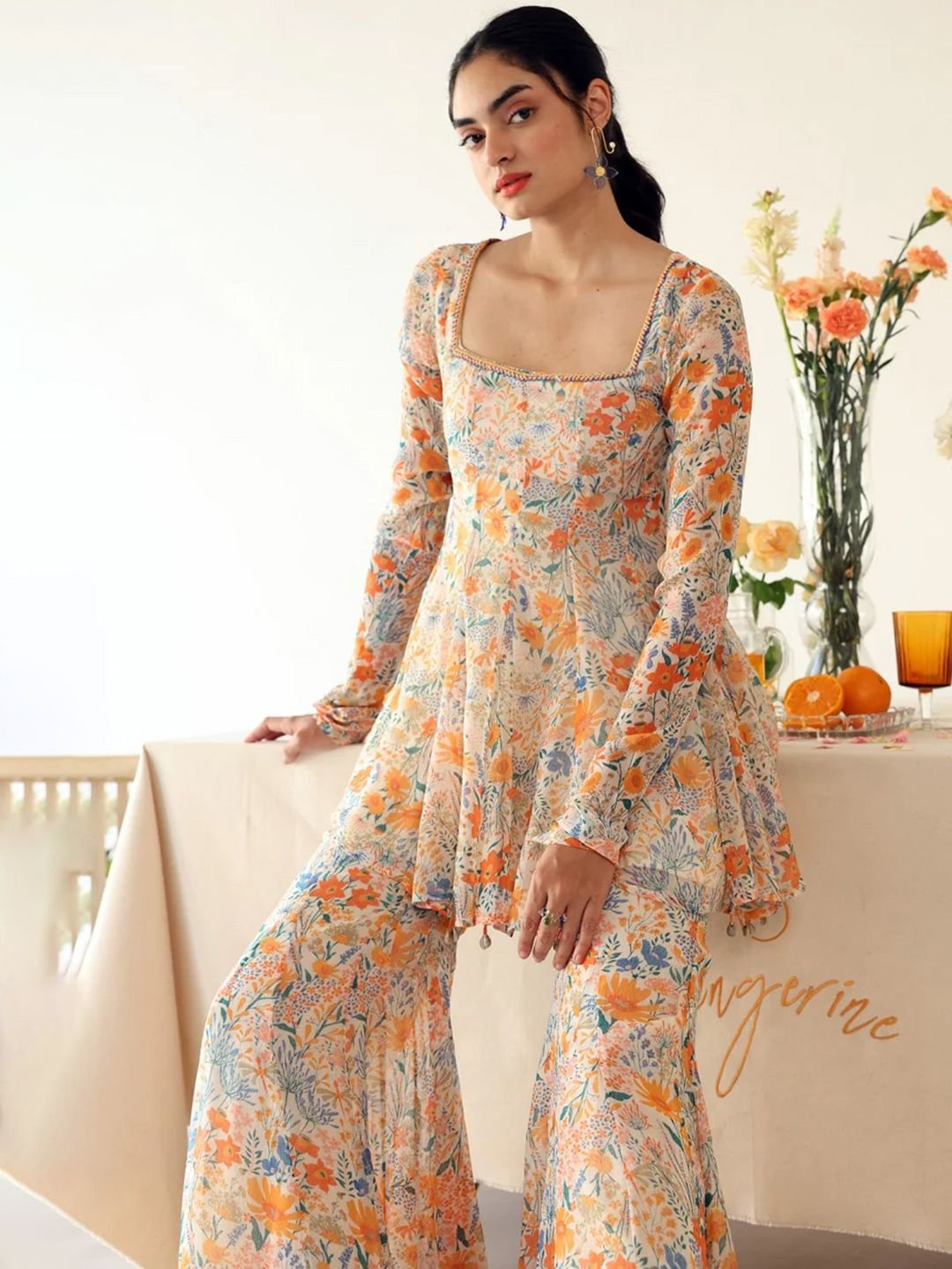 Baise Gaba Floral Printed Square Neck A-Line Kurtis - Image 3