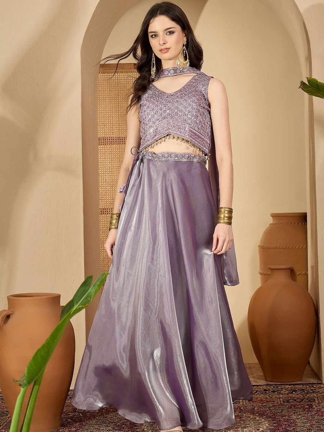 Embroidered Ready to Wear Lehenga & Blouse With Dupatta - Image 2