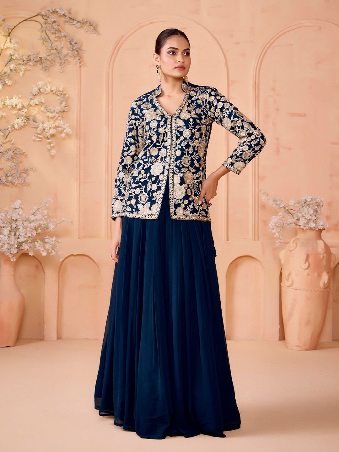 MADHURAM Floral Embroidered Thread Work Ready To Wear Lehenga & Choli - Image 3