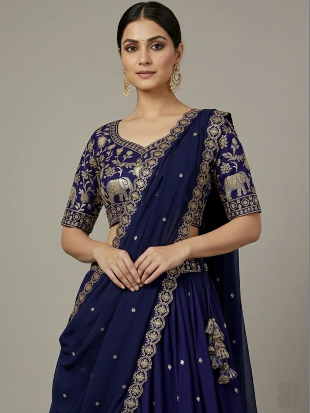 all about you Embroidered Semi-Stitched Lehenga & Blouse With Dupatta - Image 2