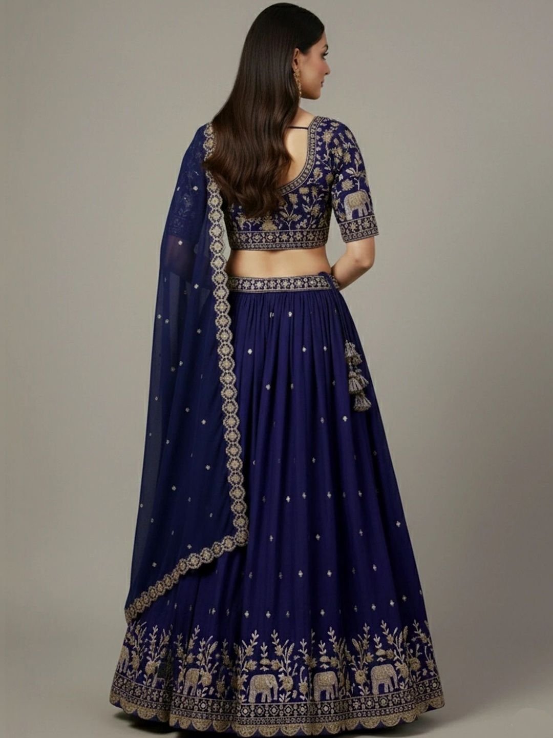 all about you Embroidered Semi-Stitched Lehenga & Blouse With Dupatta - Image 4