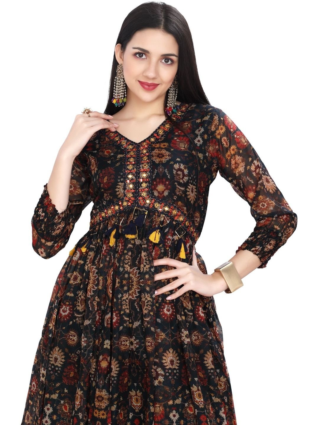 GREAT OUTFITS Women Blue Organza  Kurtis - Image 2