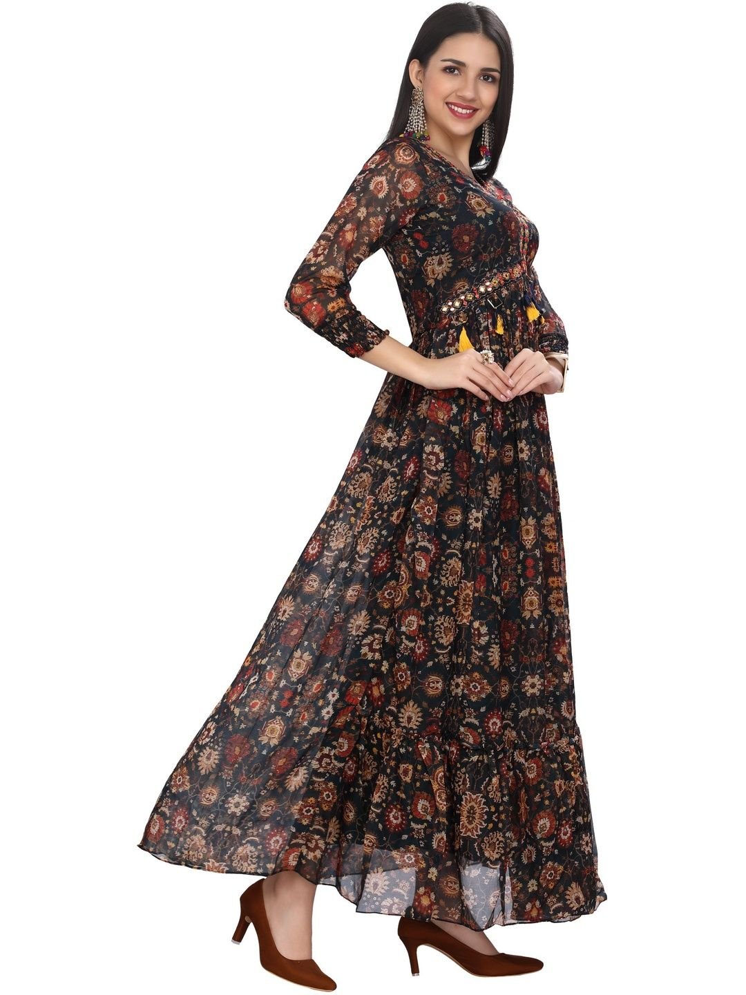 GREAT OUTFITS Women Blue Organza  Kurtis - Image 4