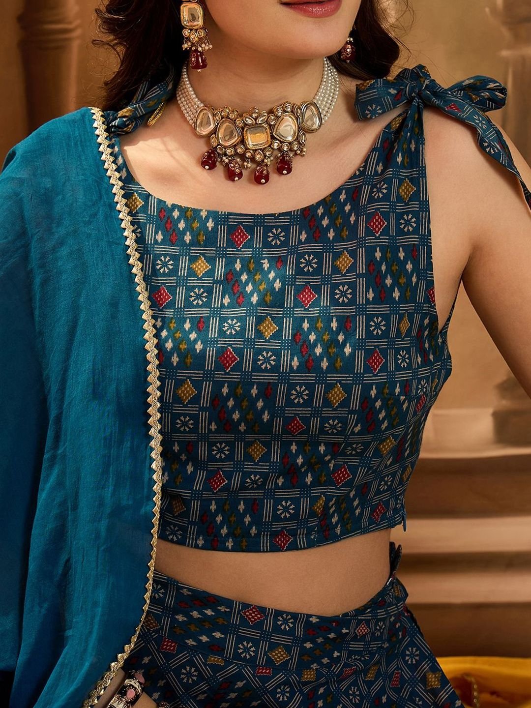Sangria Printed Ready To Wear Lehenga & Blouse With Dupatta - Image 2
