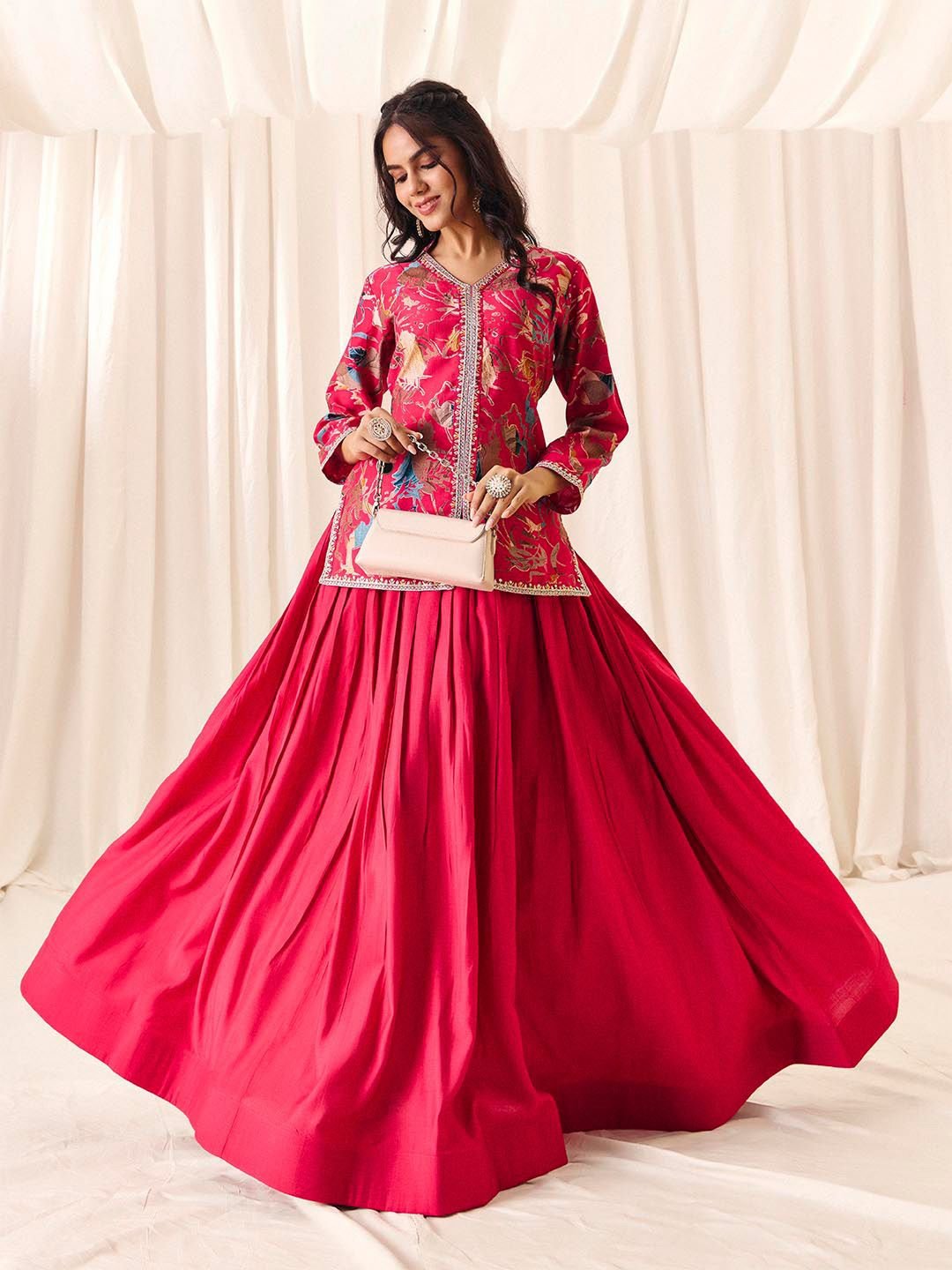 Embroidered Ready To Wear Gotta Patti Lehenga & Choli - Image 4