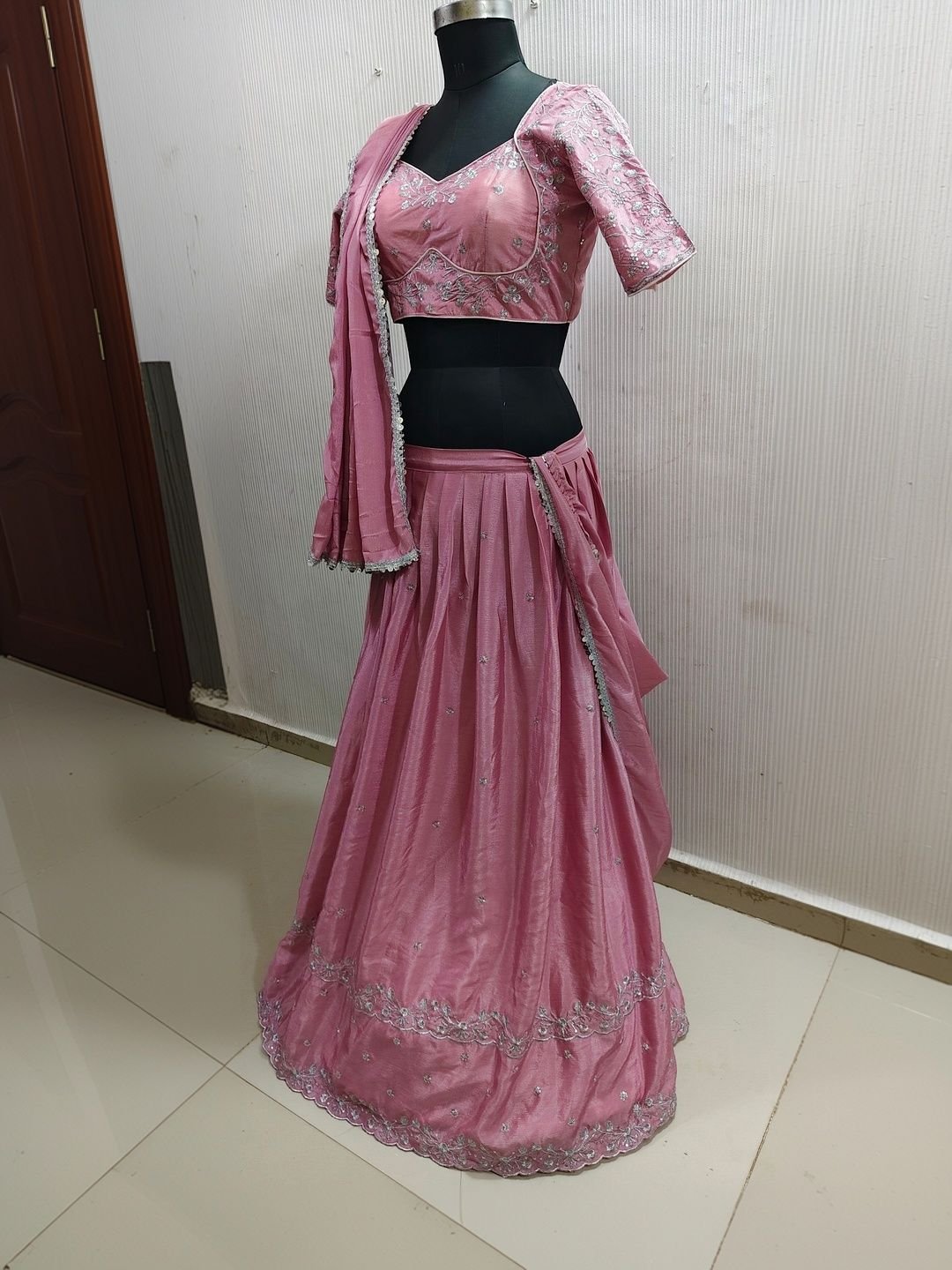 NANCY DESIGNER Embroidered Thread Work Ready to Wear Lehenga & Blouse With Dupatta - Image 3