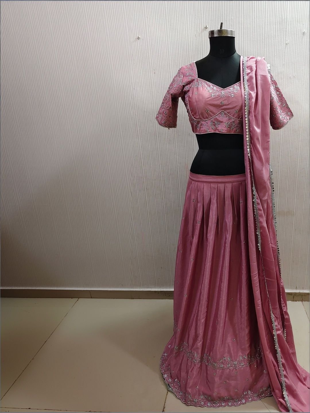NANCY DESIGNER Embroidered Thread Work Ready to Wear Lehenga & Blouse With Dupatta - Image 4
